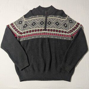 IZOD Mens Quarter Zip Sweater (Extra Large) Nordic Fair Isle Pattern
